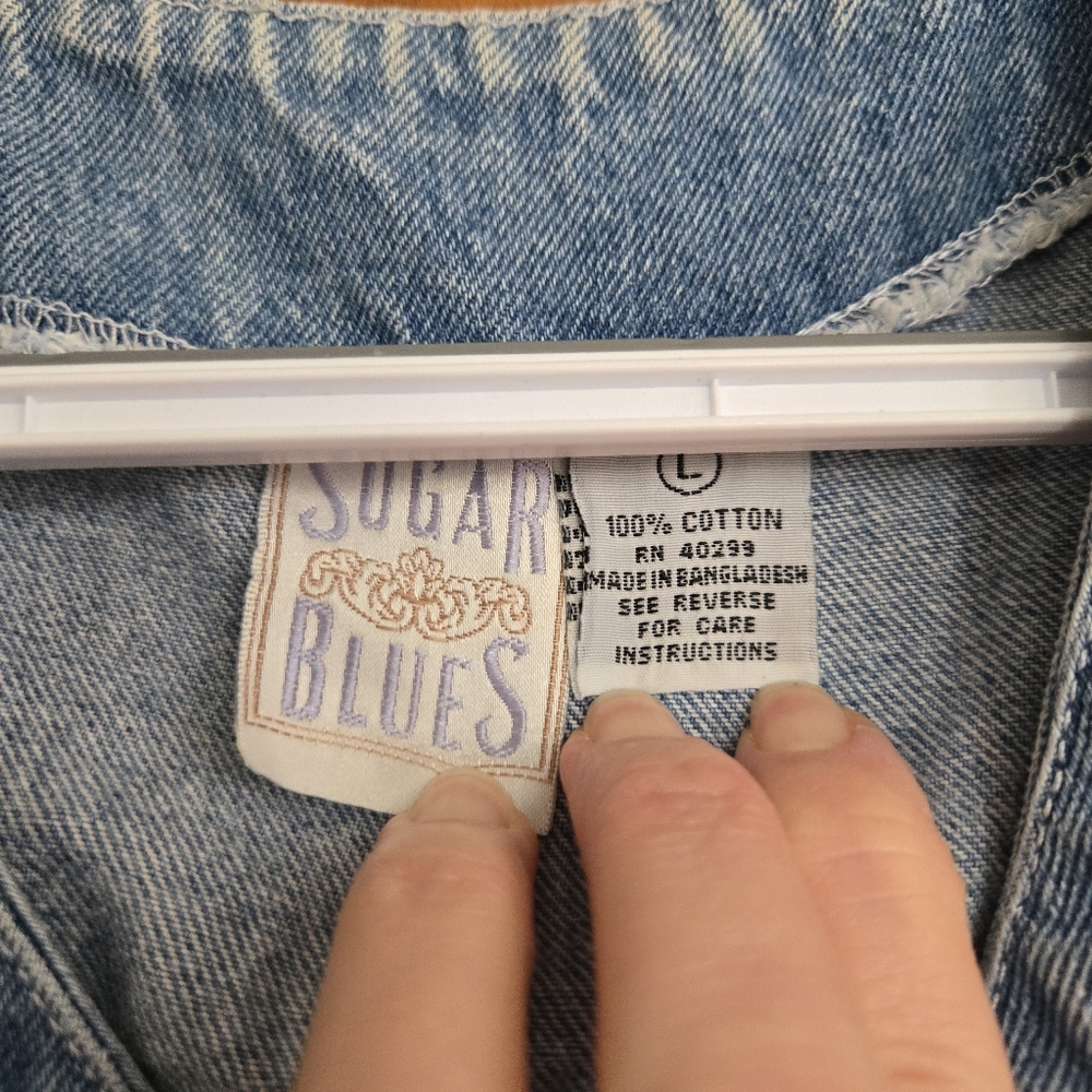 Sugar Blues 100% Cotton Vintage Jean Trucker Vest Womens Sz Large EUC - Picture 4 of 7